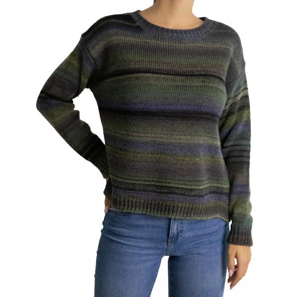 Maglione multicolor con righe girocollo